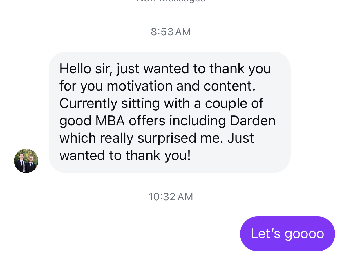 Darden acceptance DM