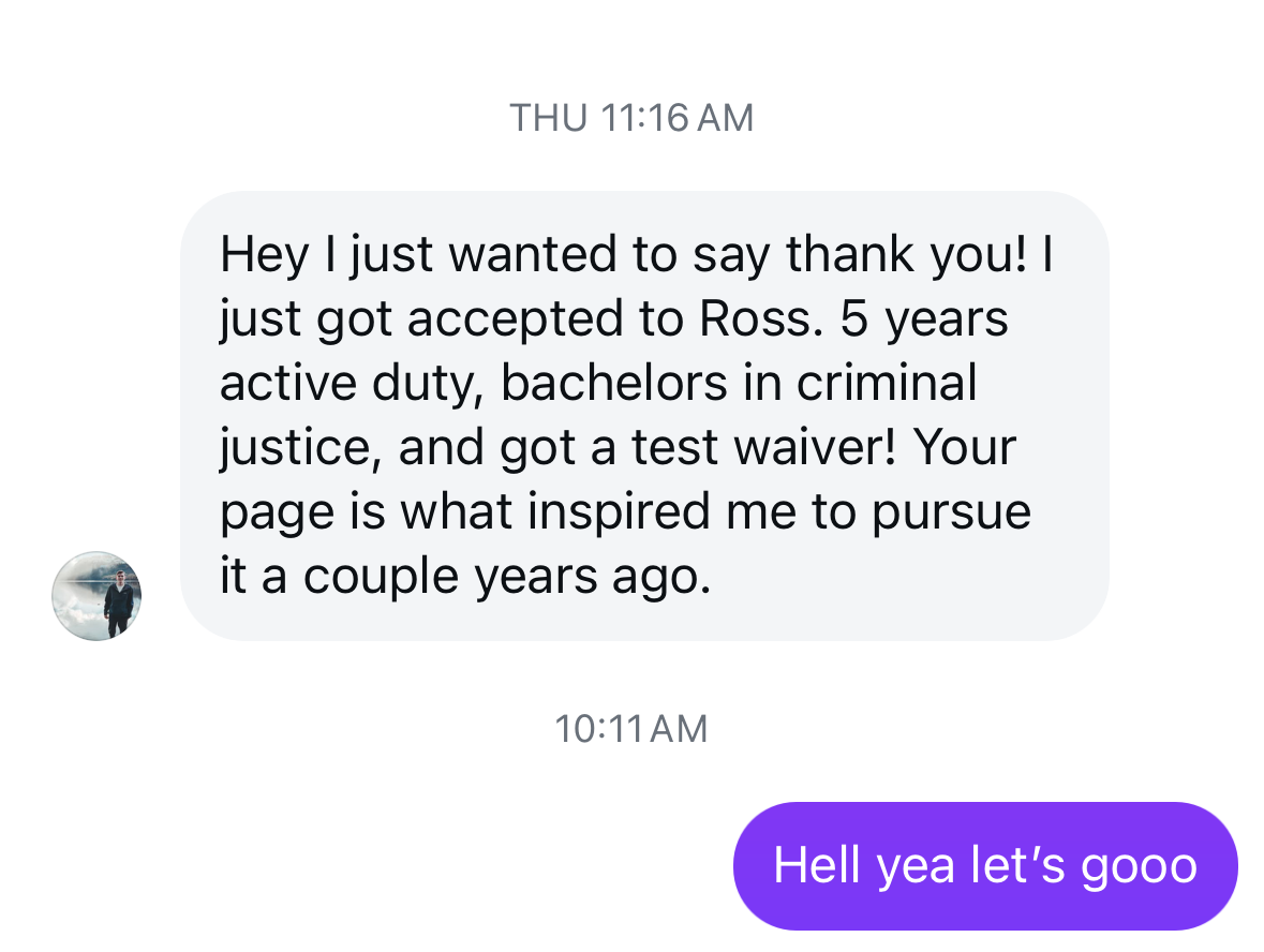 Ross acceptance DM